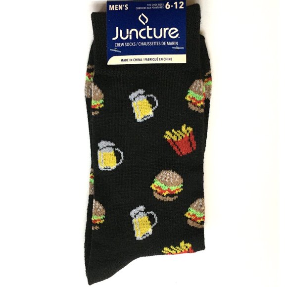 **3/$15* Mens Fun Beer, Burger and Fries Socks - Picture 2 of 4